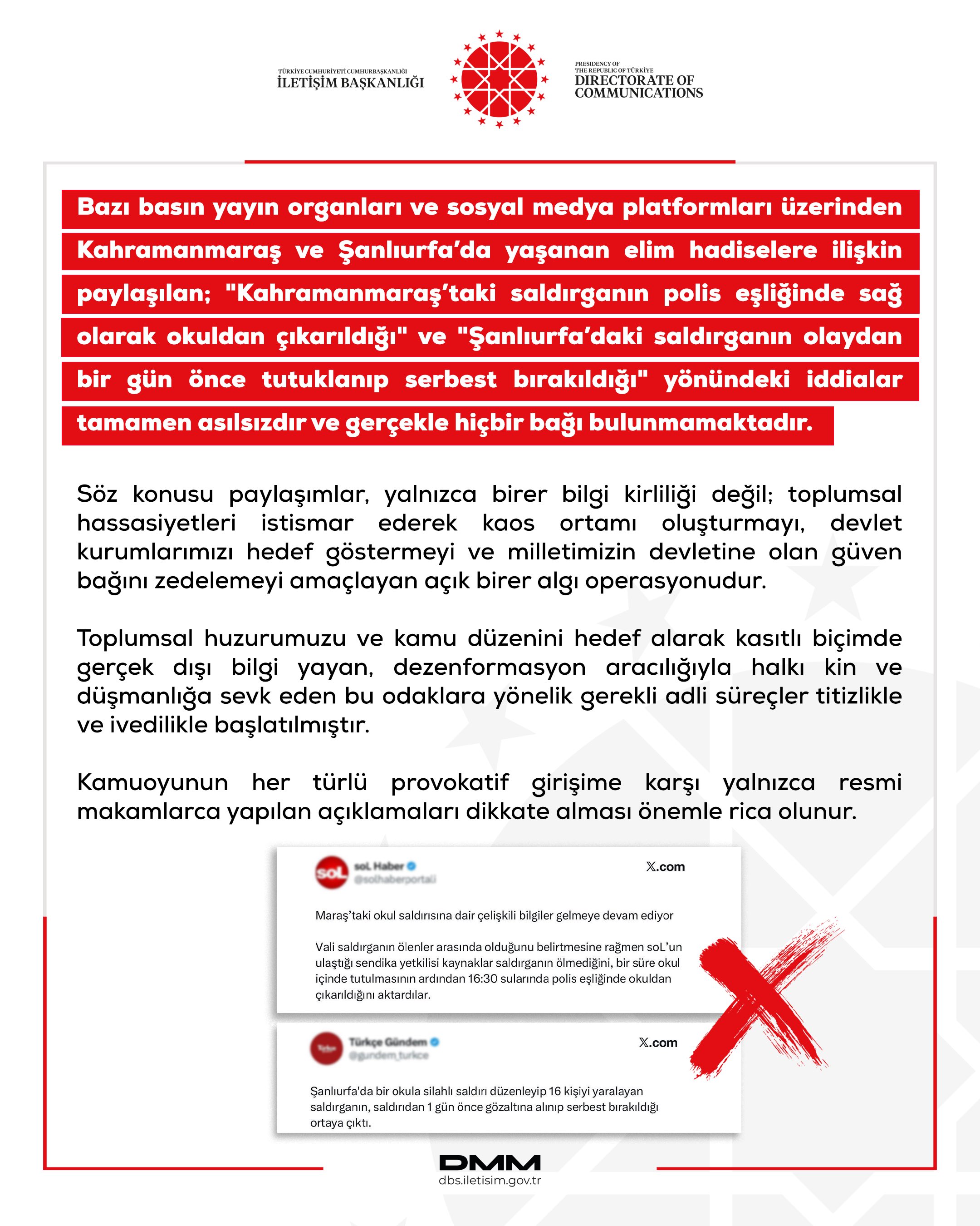 Dezenformasyonla Mücadele Merkezi’nden İddialara Yalanlama